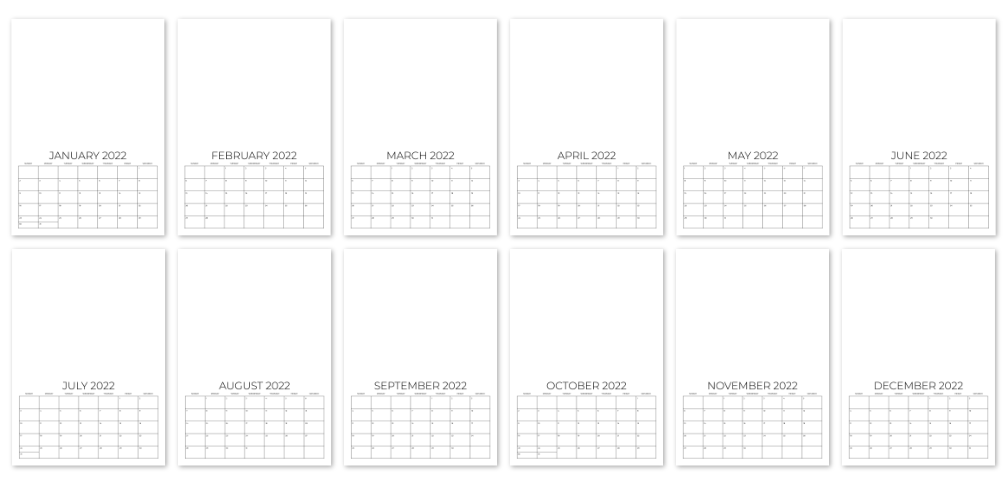 2022 printable calendar template