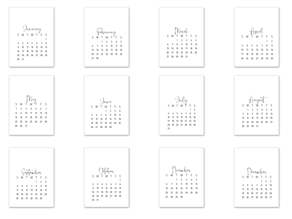 2022 printable calendar template
