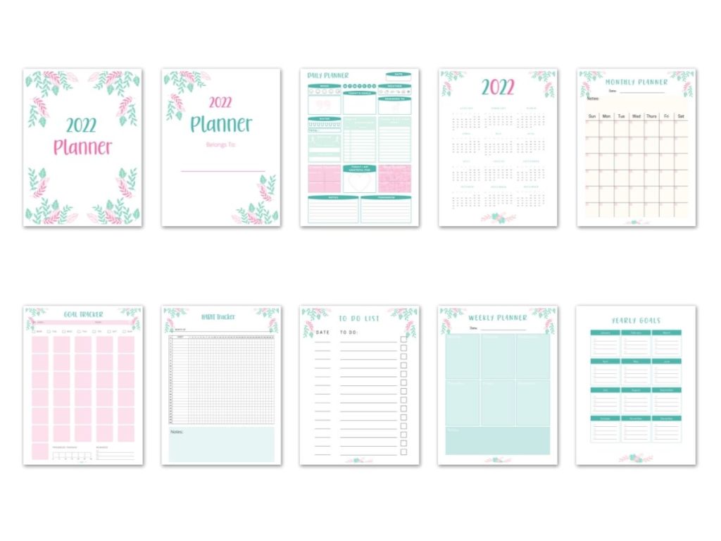 pink teal planner templates